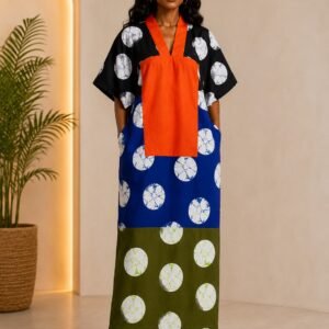 Long Ankara Dress -Orange